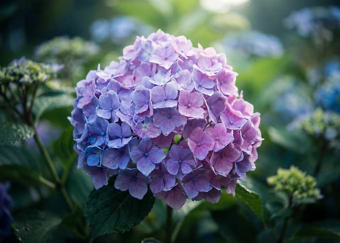 Close-up of a Purple Hydrangea Flower