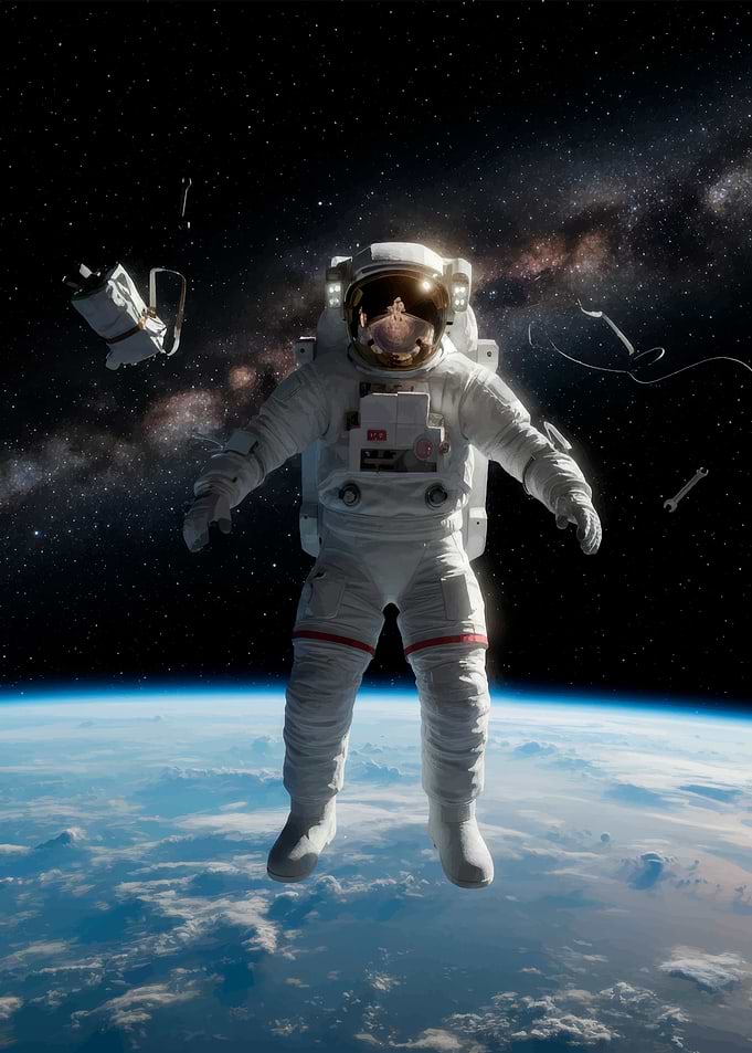 Astronaut floating above Earth