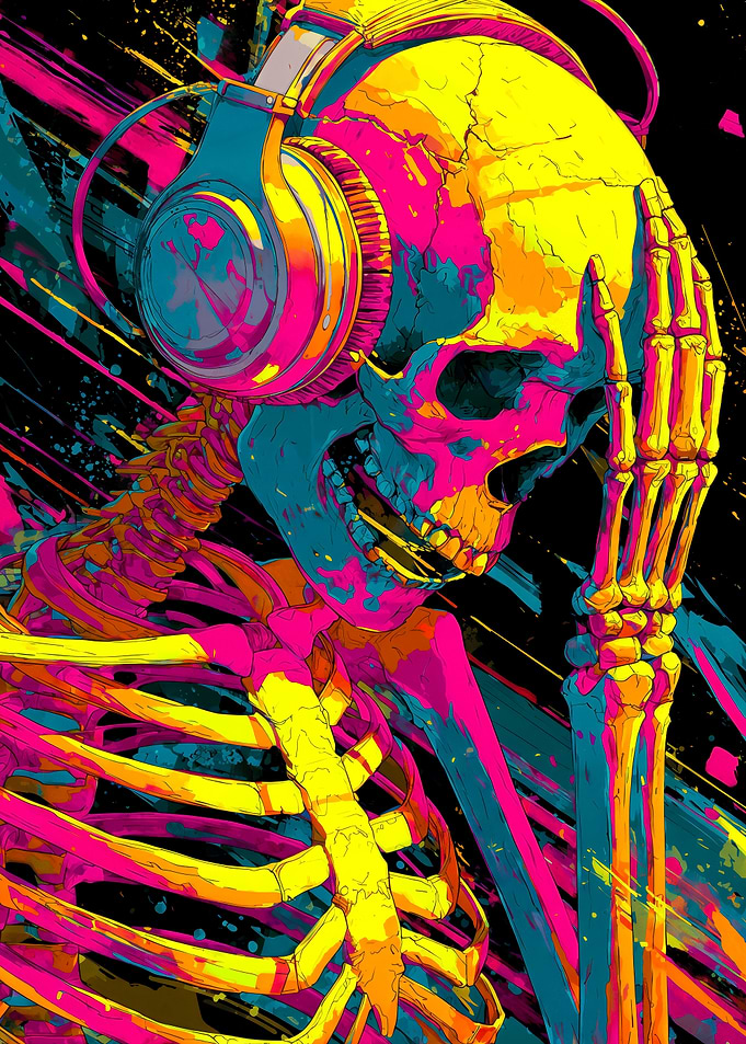 Electric Skeleton Music Pop Art