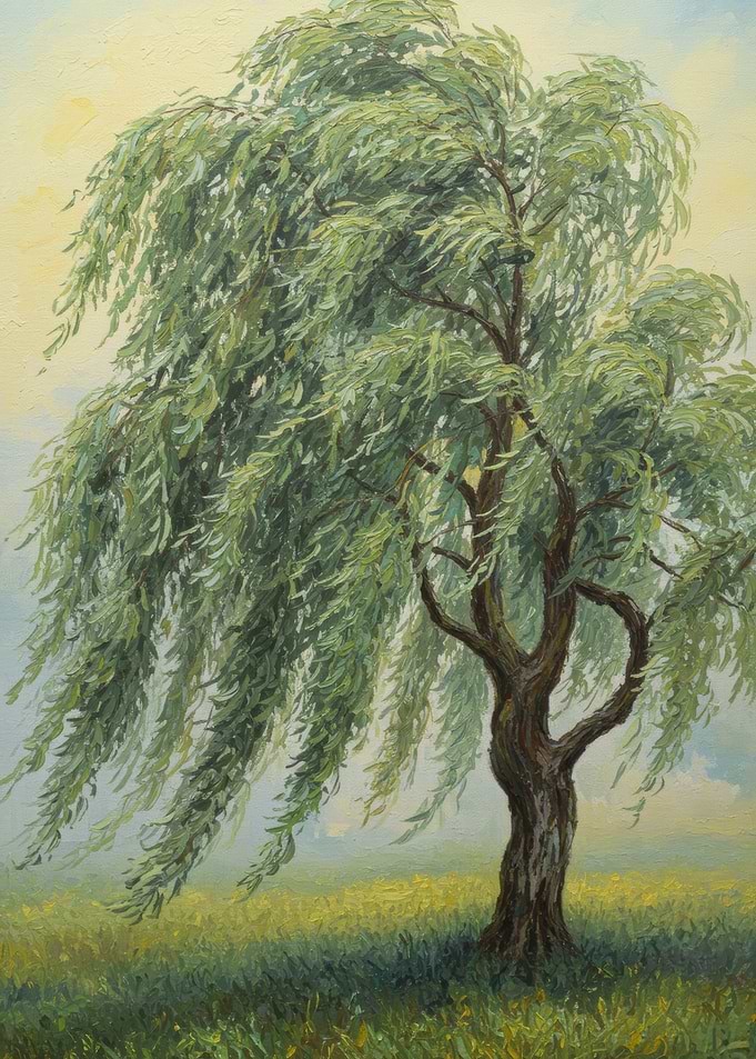 Weeping Willow Tree in a Field