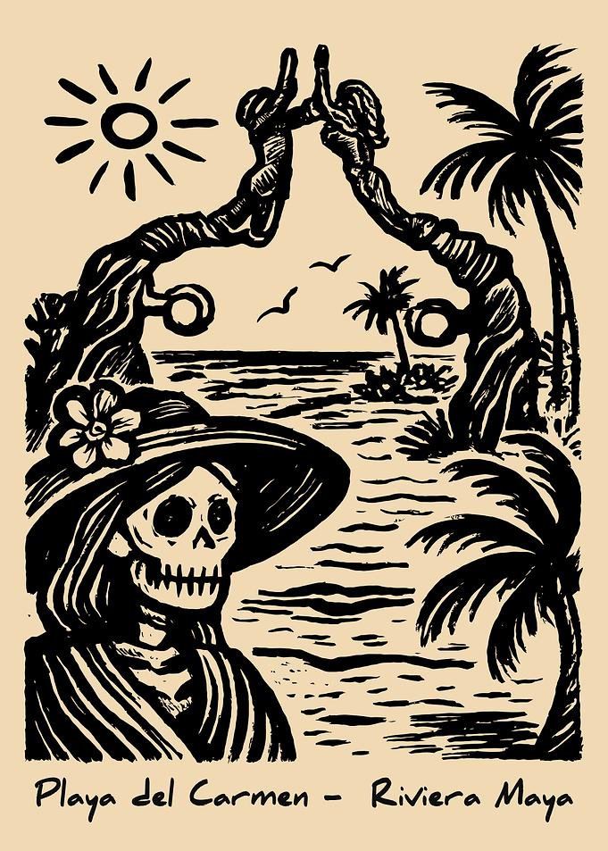 Skeleton Woman at Playa del Carmen