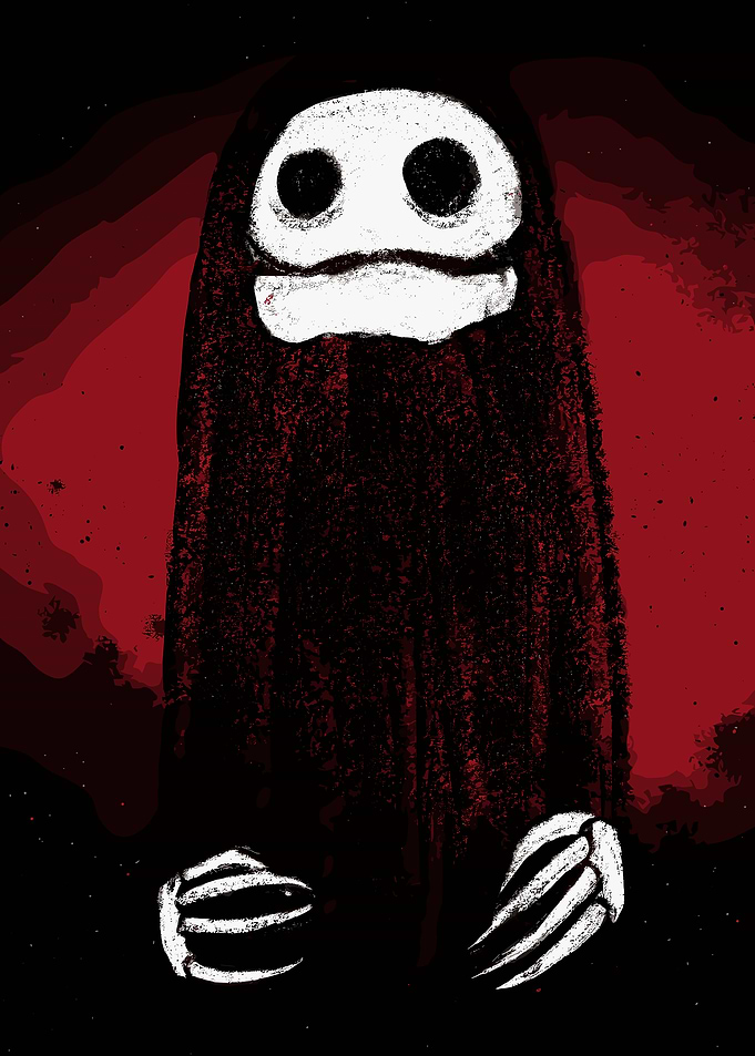 Spooky Ghost with Skull Face