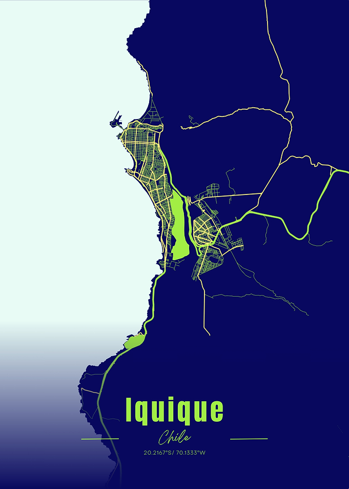 Iquique Chile Map Art