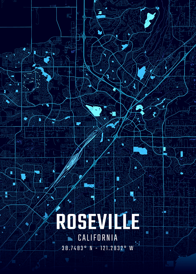 Roseville California Midnight City Map