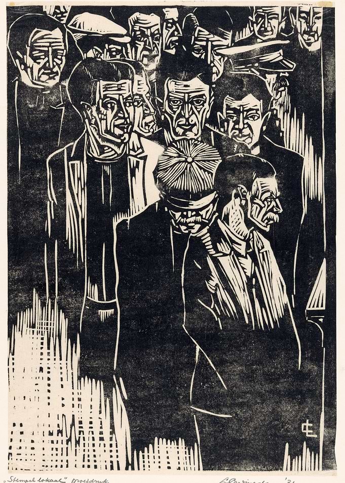 Group of Men in Expressionist Style