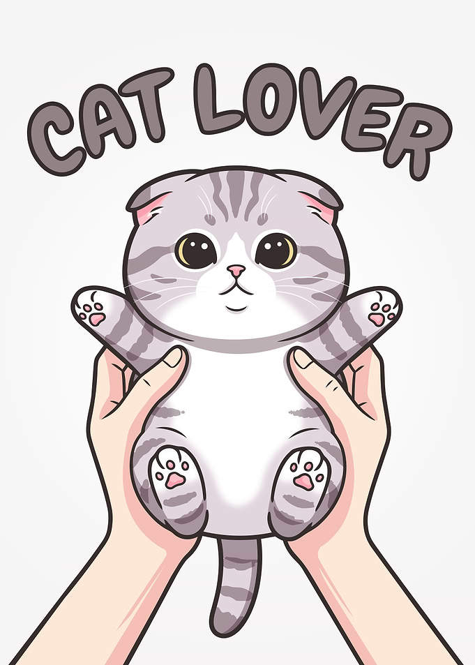 Cute Kawaii Baby Scottish Fold Cat - Cat Lover