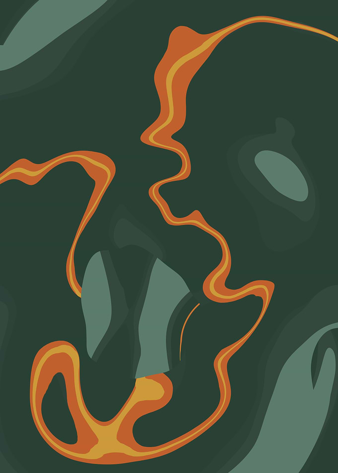 Abstract Swirls of Orange and Green