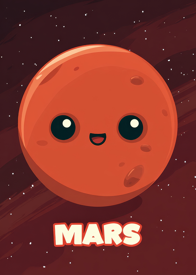 Cute Cartoon Mars Planet