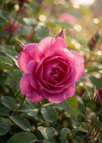 Pink Rose with Dewdrops