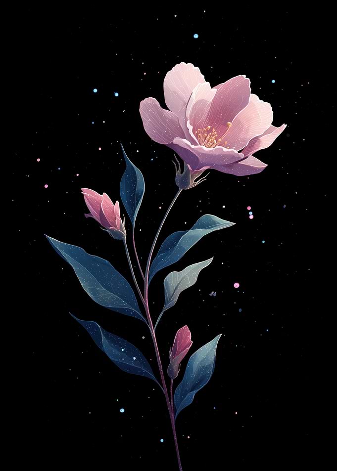 Pink Flower with Dark Background