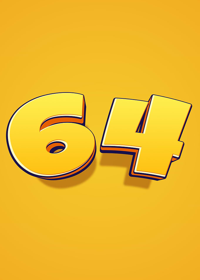 Number 64 in Yellow