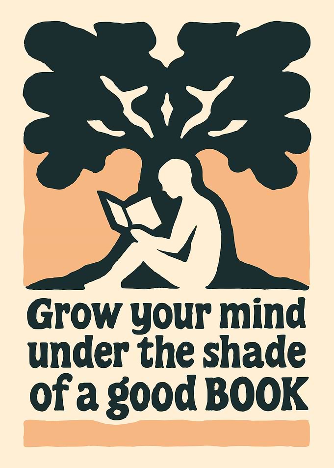 Person reading under a tree