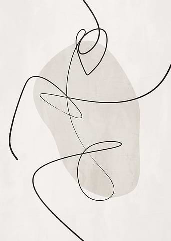 Abstract Line Art with Beige Shape
