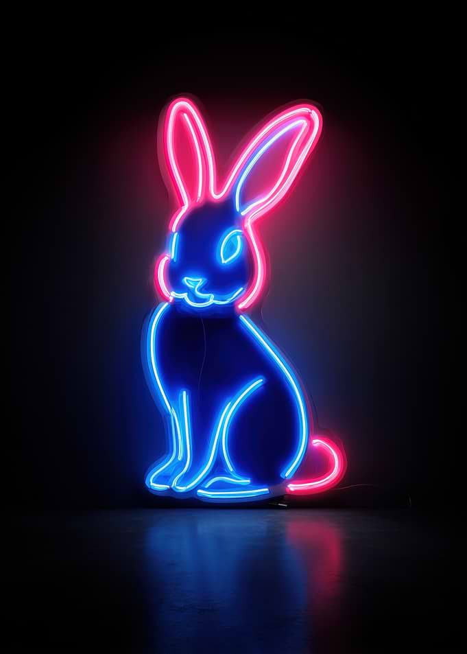 Neon Rabbit Light Sculpture