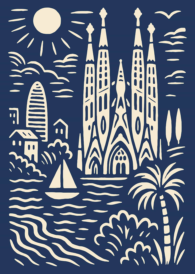 Barcelona Skyline with Sagrada Familia
