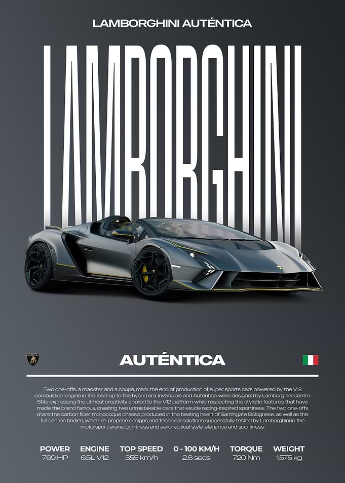 Lamborghini Auténtica Car Poster