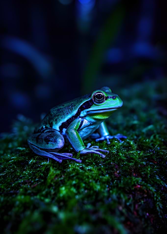Green frog on moss