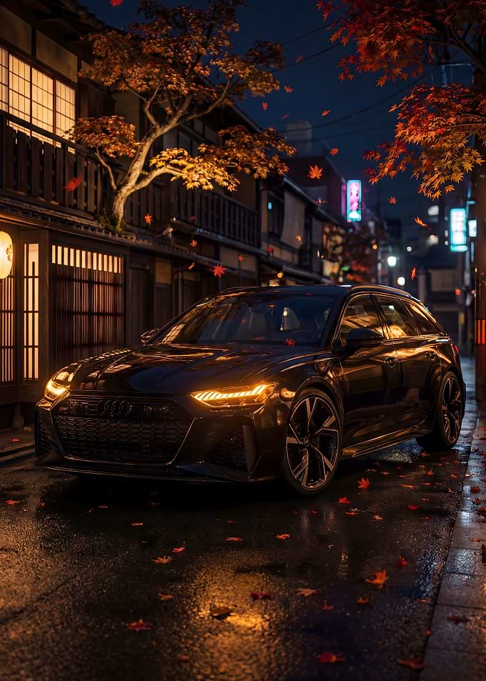 Black Car in Autumn Japan