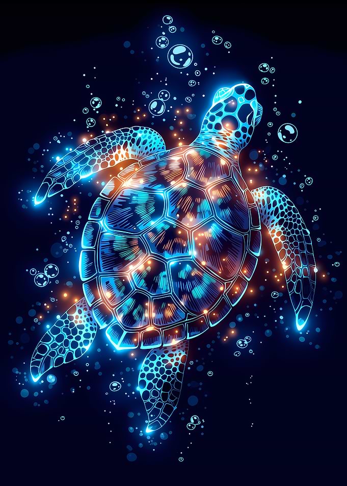 Neon Sea Turtle
