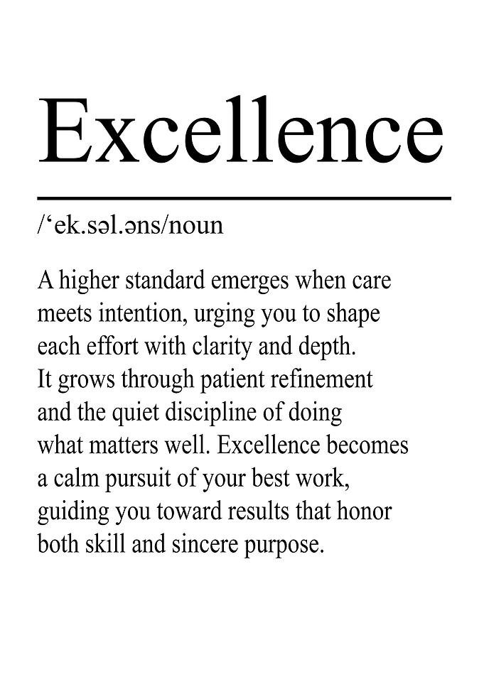 Excellence Definition – White | Minimalist Typography Poster