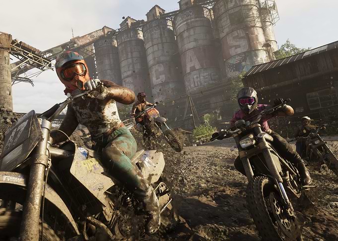 Motocross Racers in a Grungy Industrial Setting
