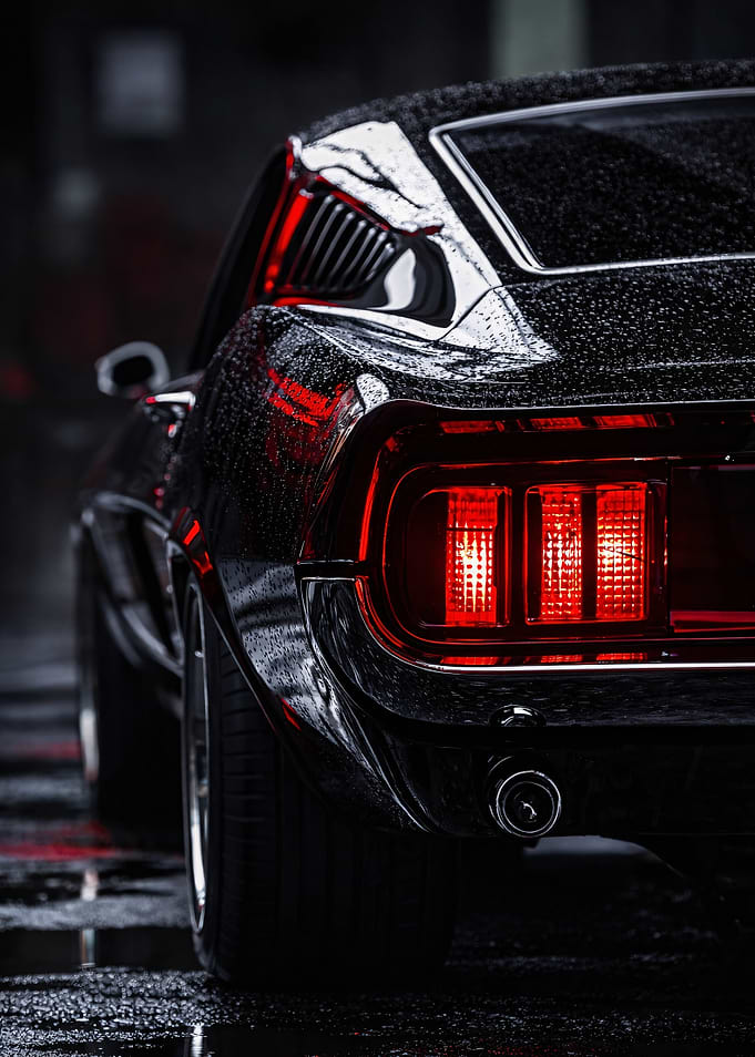 Wet Black Classic Car Tail Lights