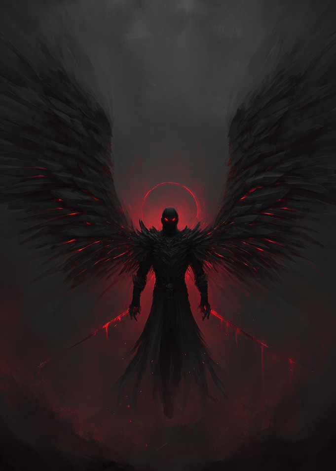 Dark Angel with Red Halo
