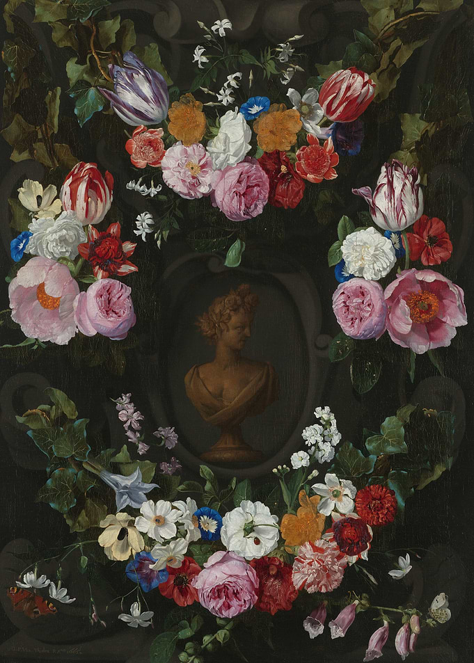 Floral Garland with Bust