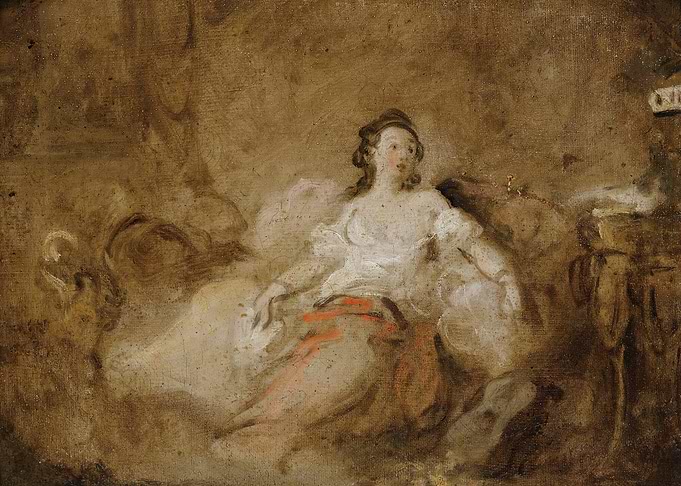 Woman in White Dress with Red Sash