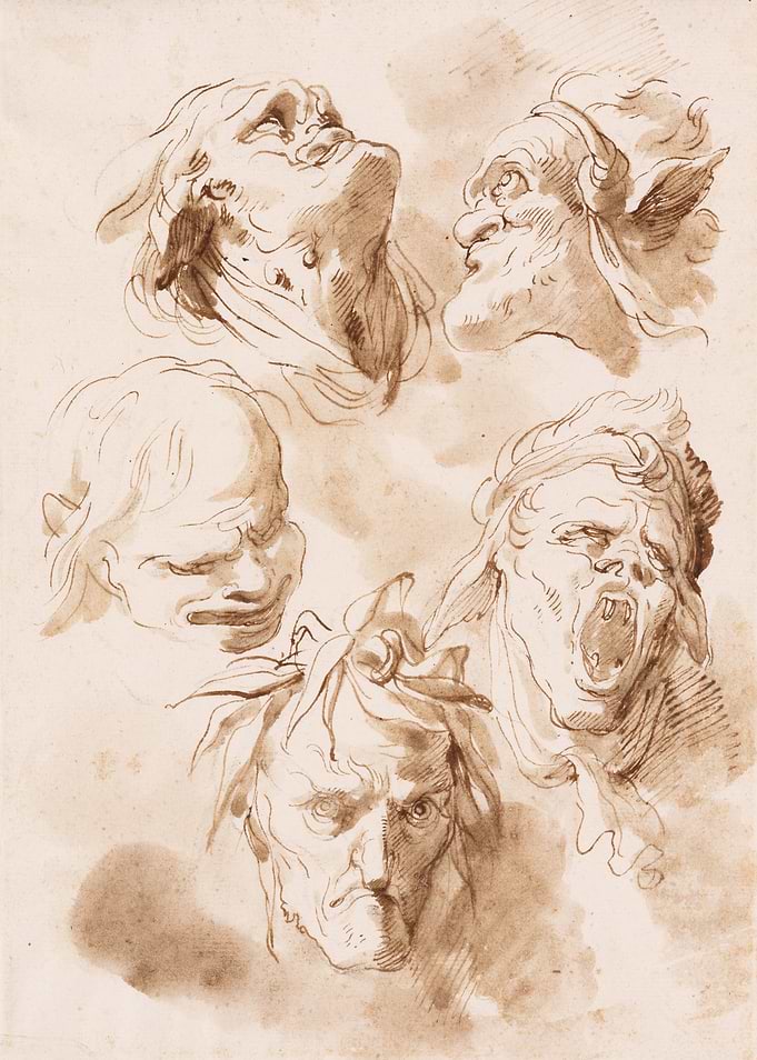Five Grotesque Heads Study