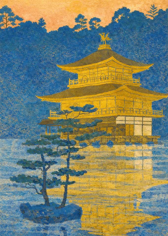 Golden Pavilion Reflection in Water