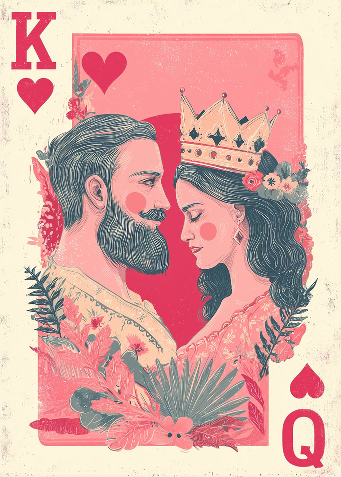 King and Queen of Hearts Card Art