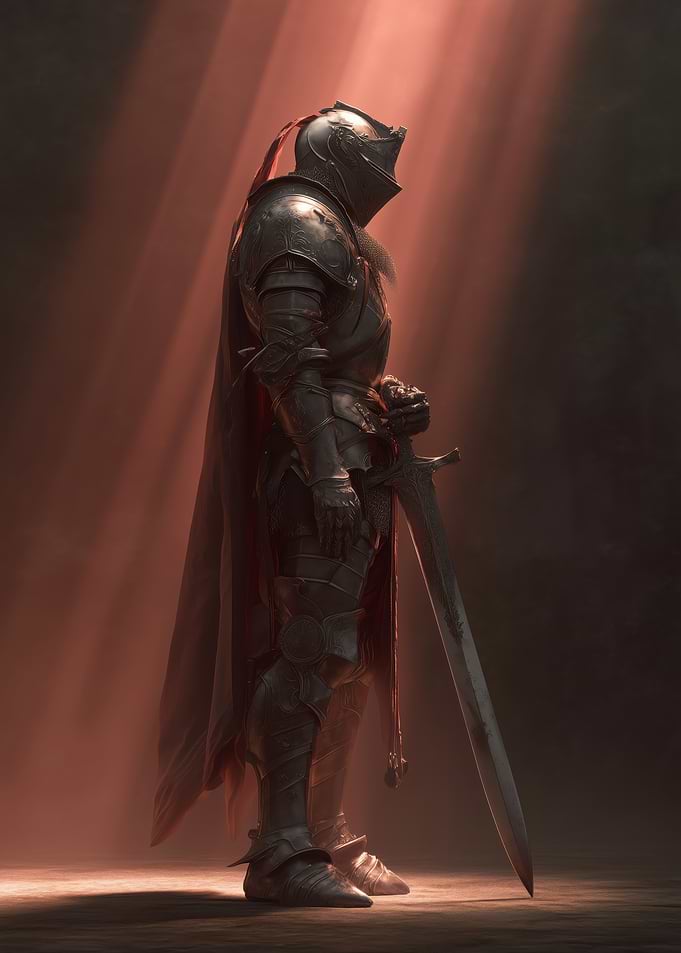 Knight in Shining Armor with Sword