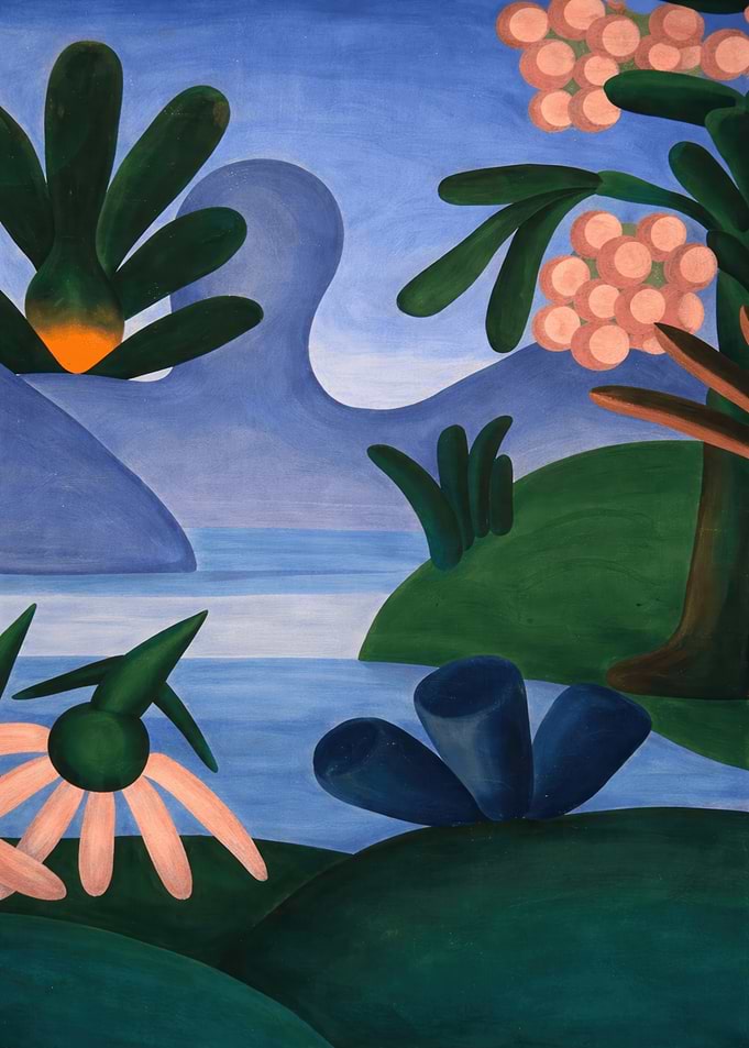 Surreal Landscape with Abstract Flora