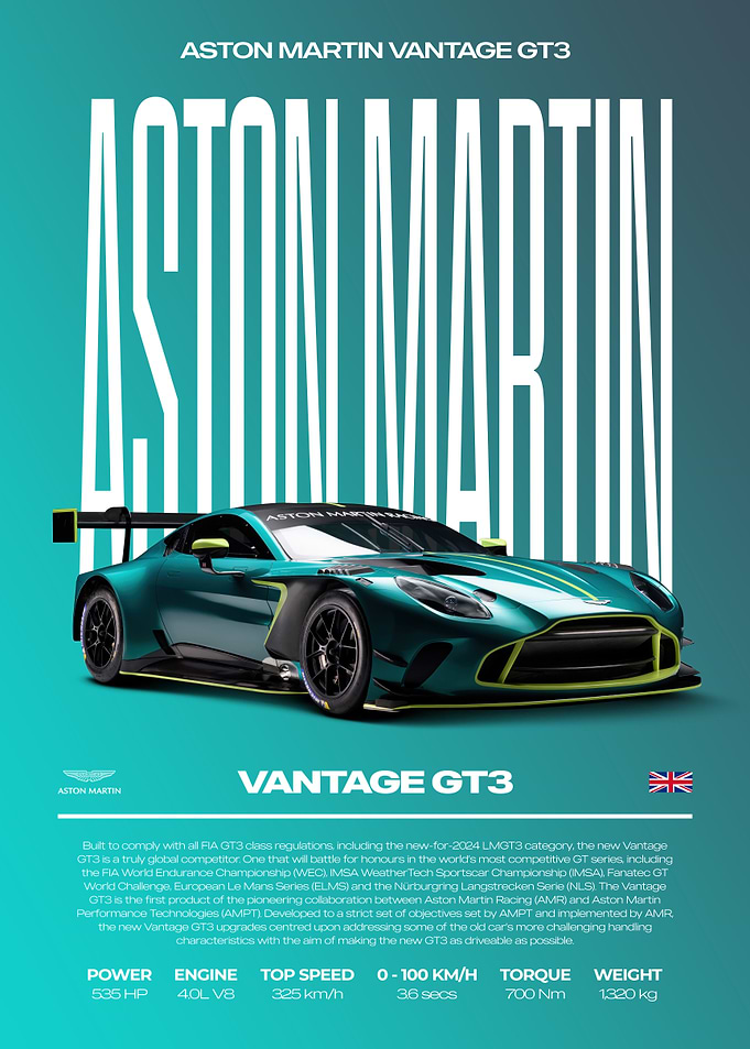Aston Martin Vantage GT3 Car Poster