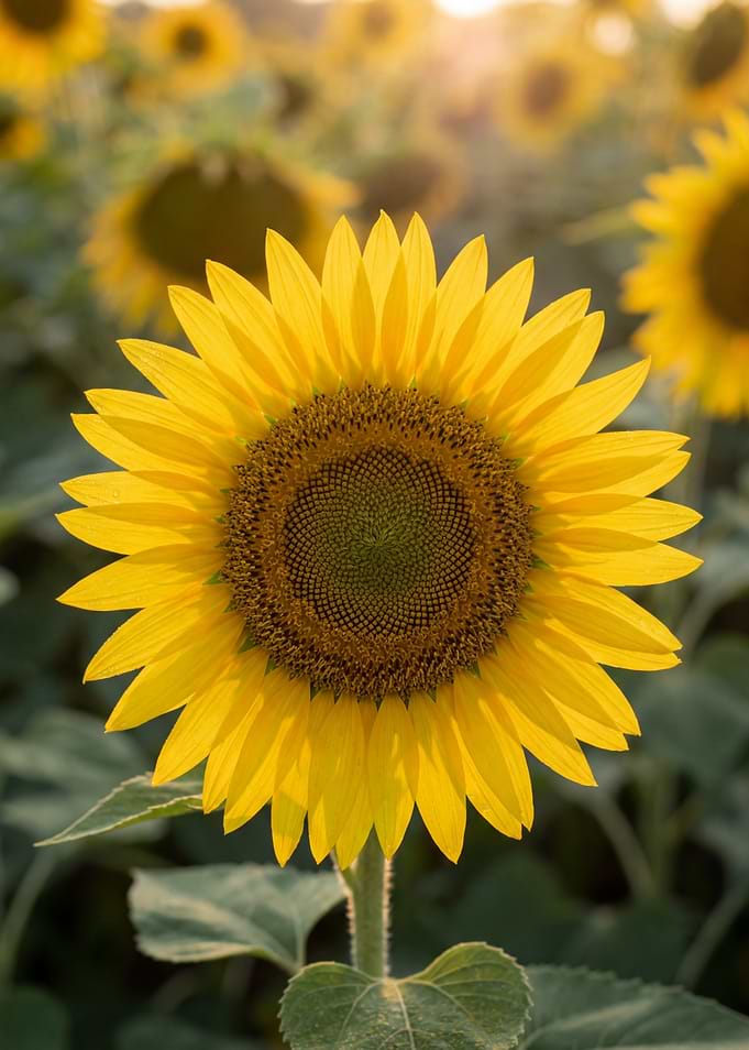 Close-up of a Sunflower in a Field
