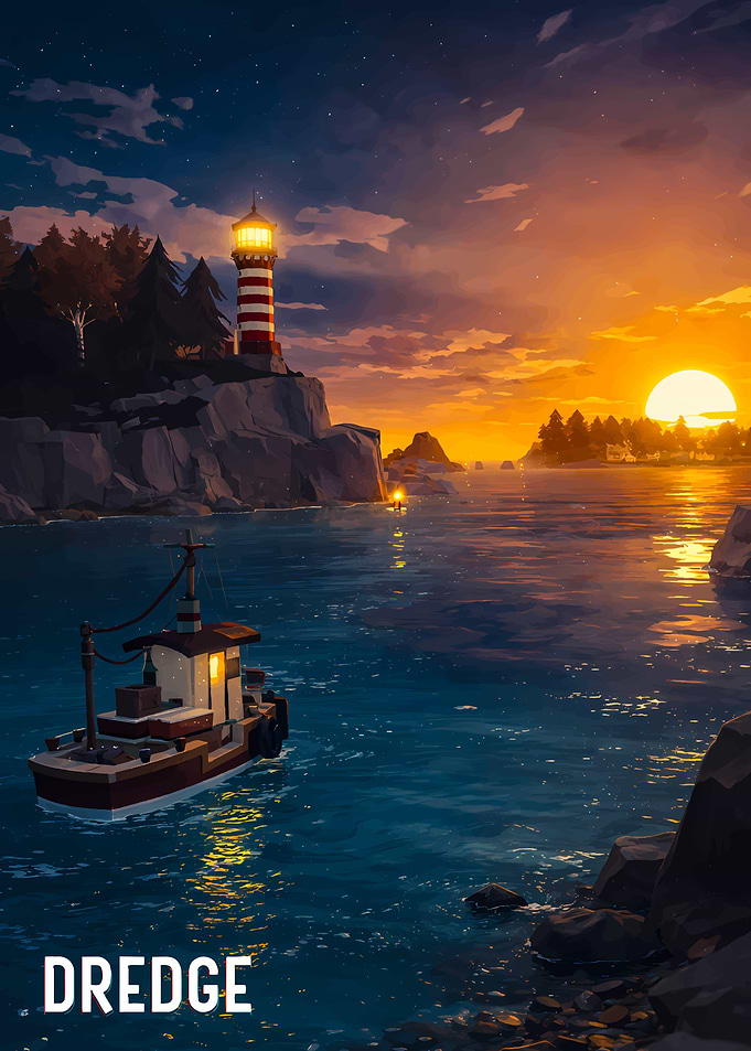 Dredge Game Art with Lighthouse