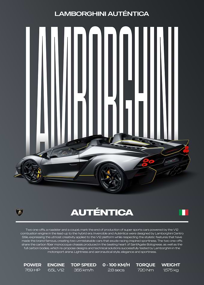 Lamborghini Auténtica Car Poster
