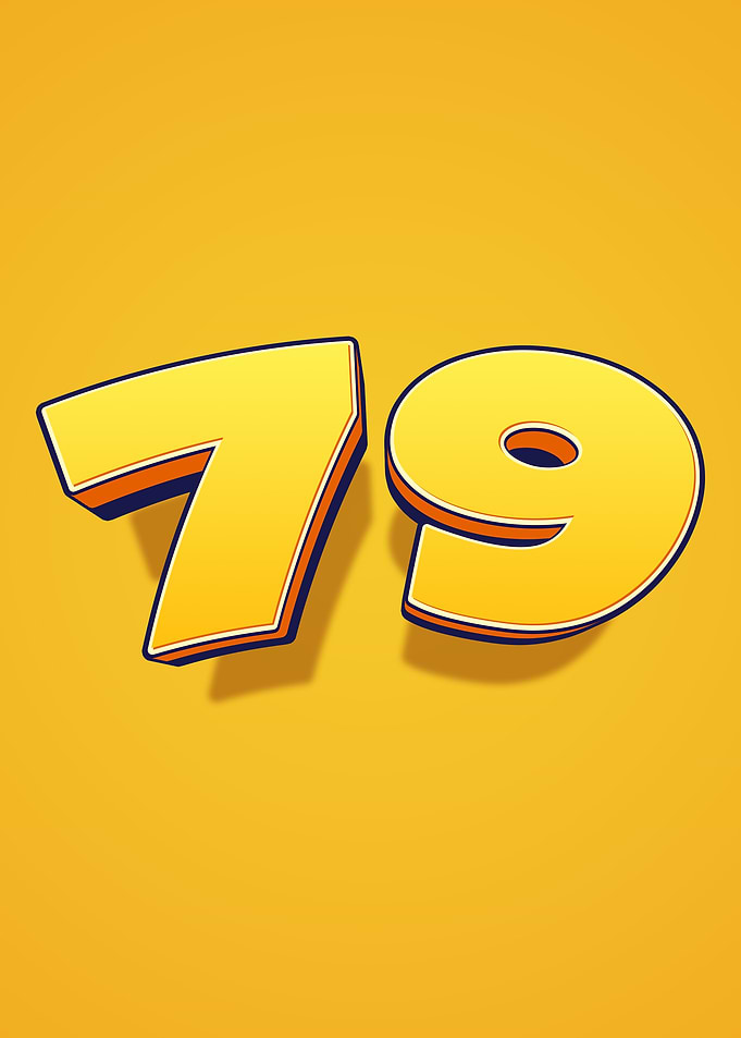 Number 79 with 3D effect