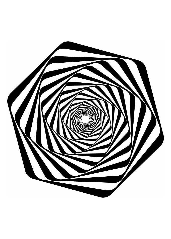 Black and white optical illusion spiral