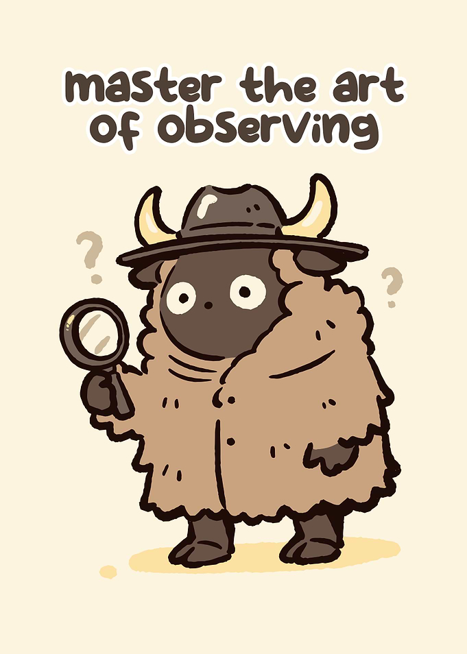 Cute Buffalo Detective with Magnifying Glass