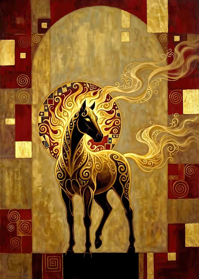 Golden Horse with Fiery Mane