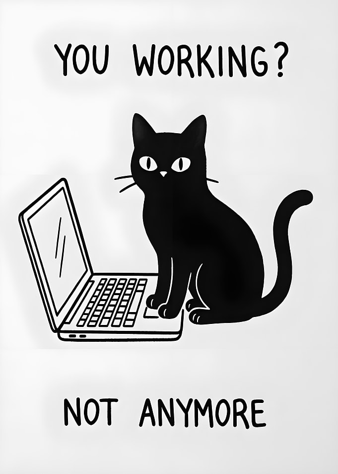 Cat interrupting work on laptop