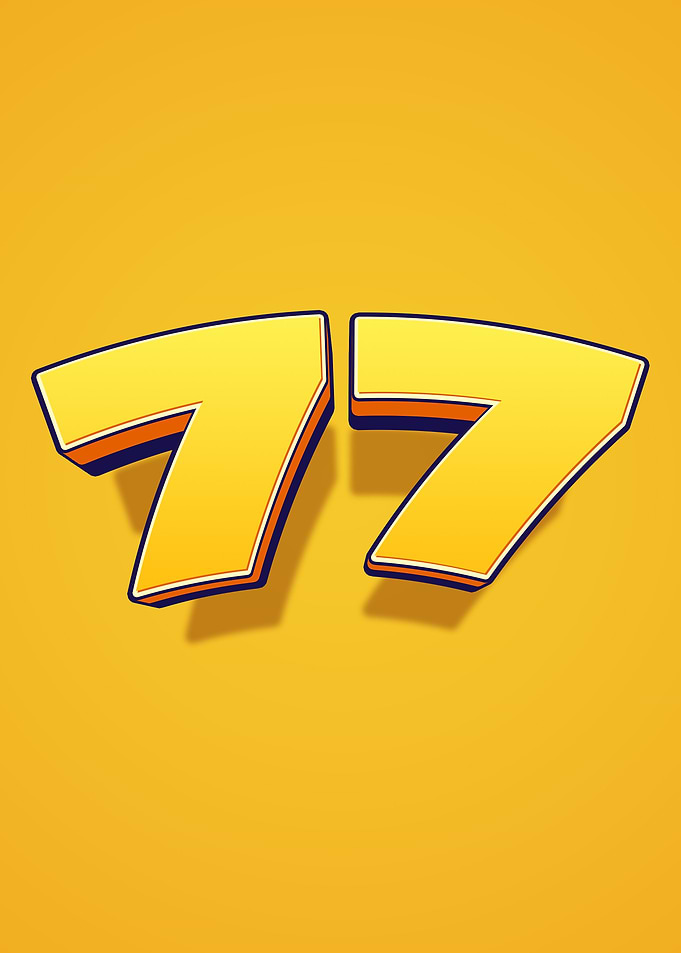 Number 77 with 3D Effect