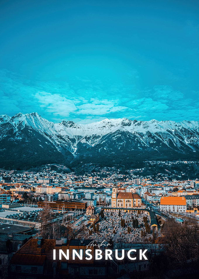 Innsbruck, Austria Cityscape with Mountains