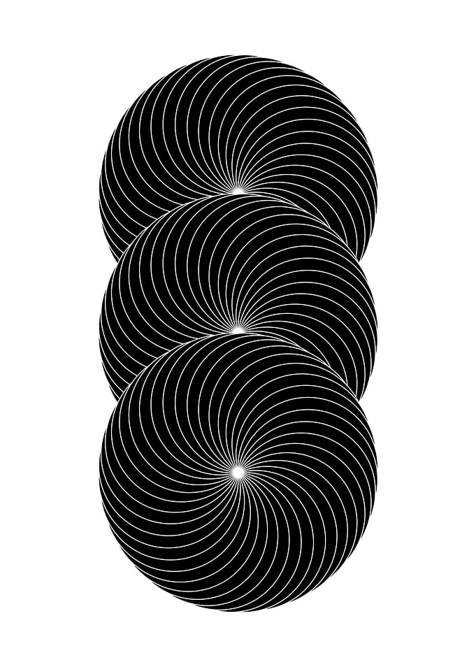 Three Swirling Black Circles