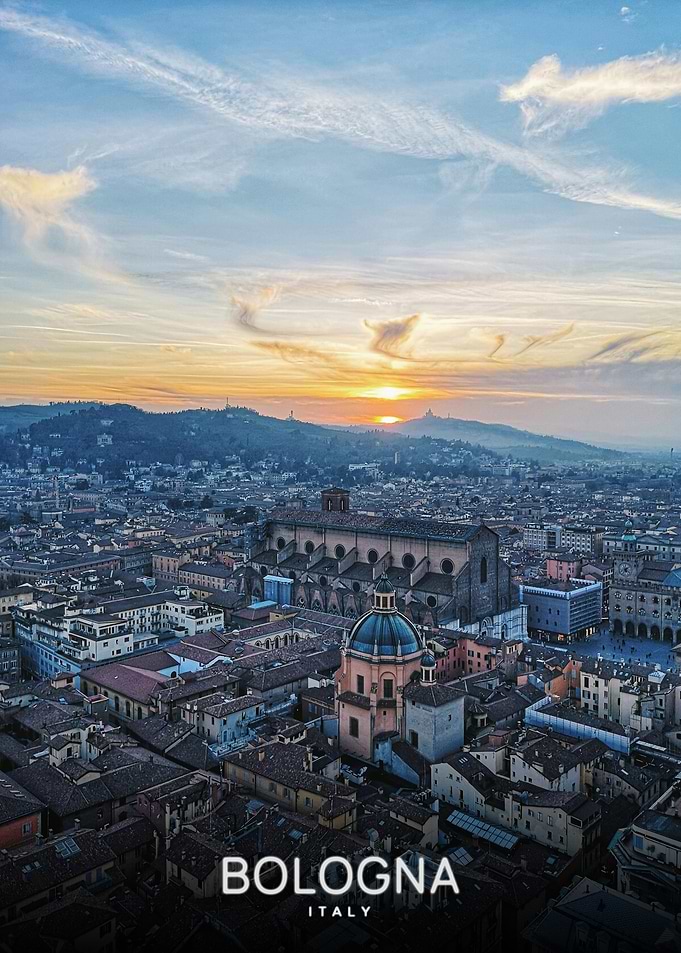 Bologna cityscape at sunset
