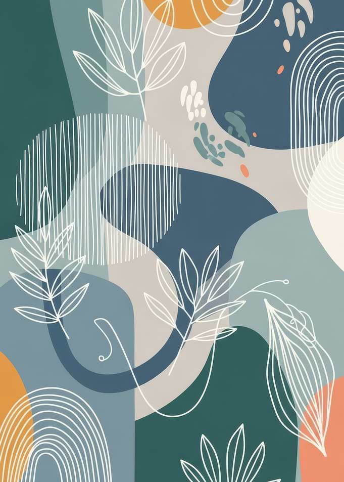 Abstract Botanical Art with Organic Shapes