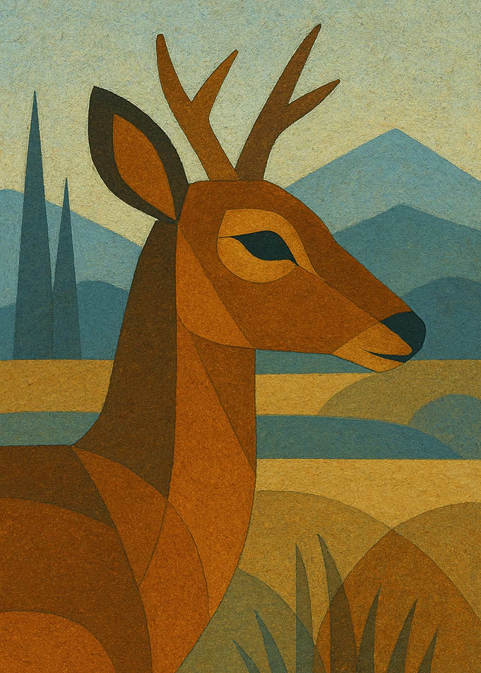 Geometric Deer in a Landscape