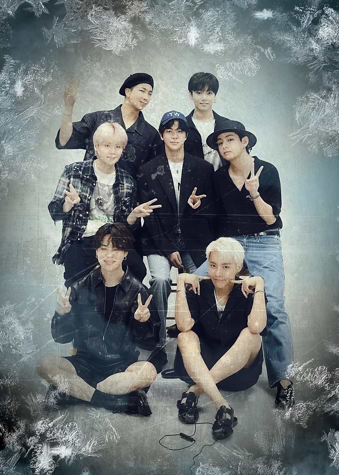 BTS Group Photo with Frosty Border